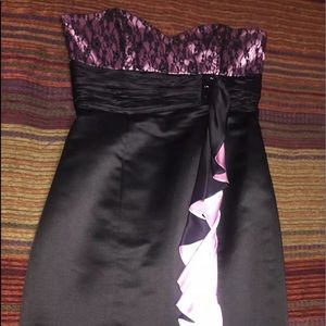 Betsey Johnson Black Pink Strapless Dress Size: 6